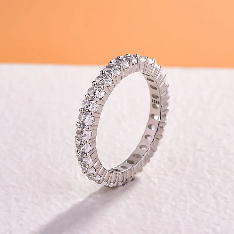 Brilliant 925 Sterling Silver Oval Cut Wedding Ring
