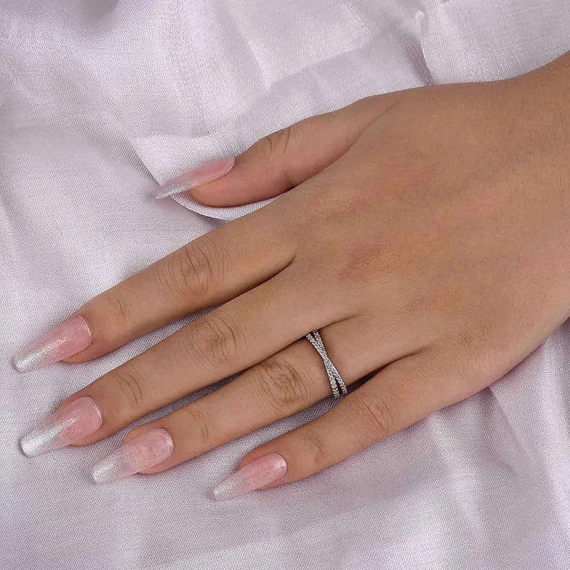 925 Sterling Silver Cross Wedding Band with Round Cut