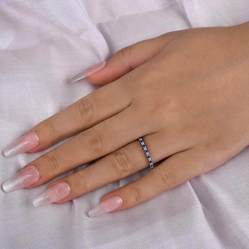 Frosted 925 Sterling Silver Round Cut Wedding Ring