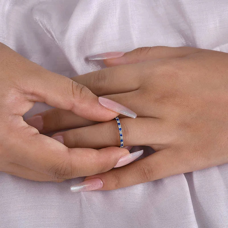 Frosted 925 Sterling Silver Round Cut Wedding Ring