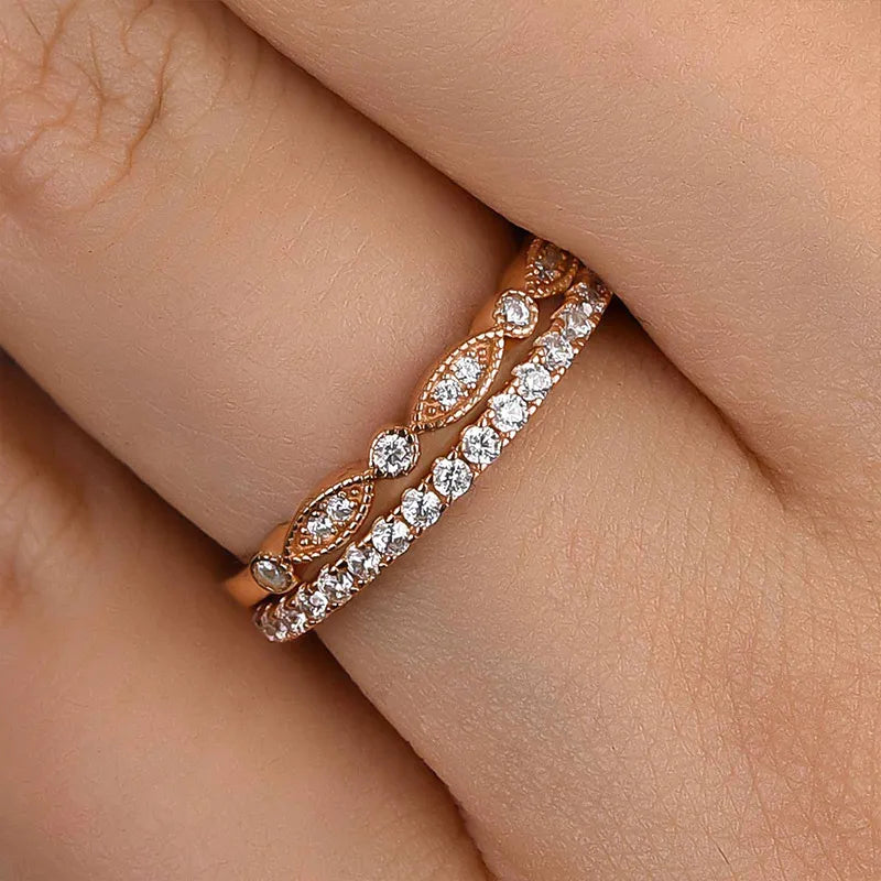 Stackable 925 Sterling Silver Round Cut Wedding Ring