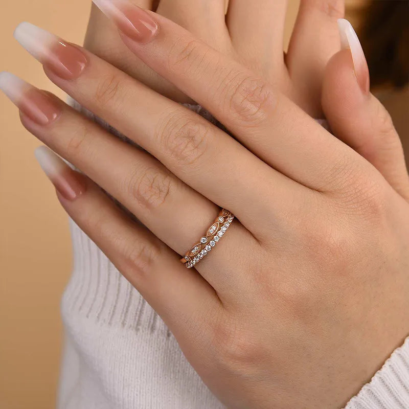 Stackable 925 Sterling Silver Round Cut Wedding Ring