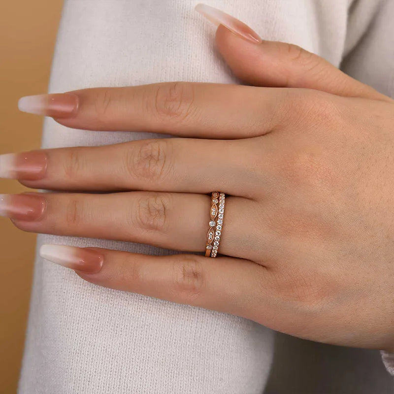 Stackable 925 Sterling Silver Round Cut Wedding Ring
