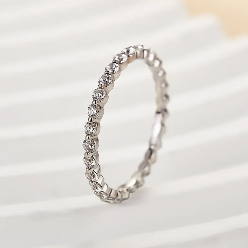 925 Sterling Silver Round Cut Eternity Band