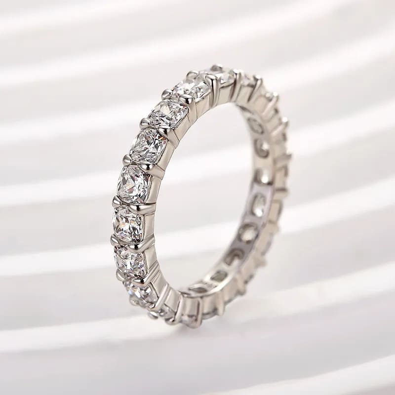 925 Sterling Silver Cushion Cut Wedding Band