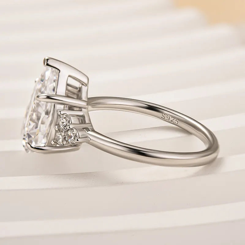 Stunning Pear Cut 3.0ct Side Stone Engagement Ring In Sterling Silver