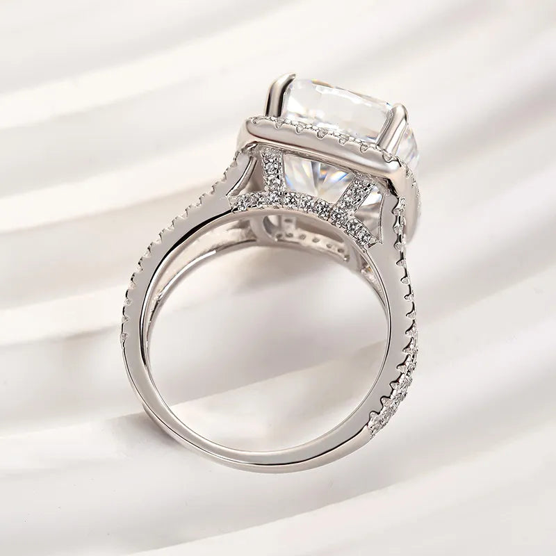 Graceful Cushion Cut 9.0ct Split Shank Engagement Ring In Sterling Silver