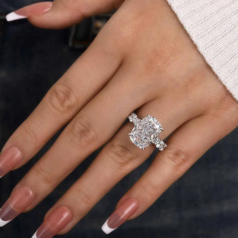 Lavish Cushion Cut 8.0ct Pave Engagement Ring In Sterling Silver