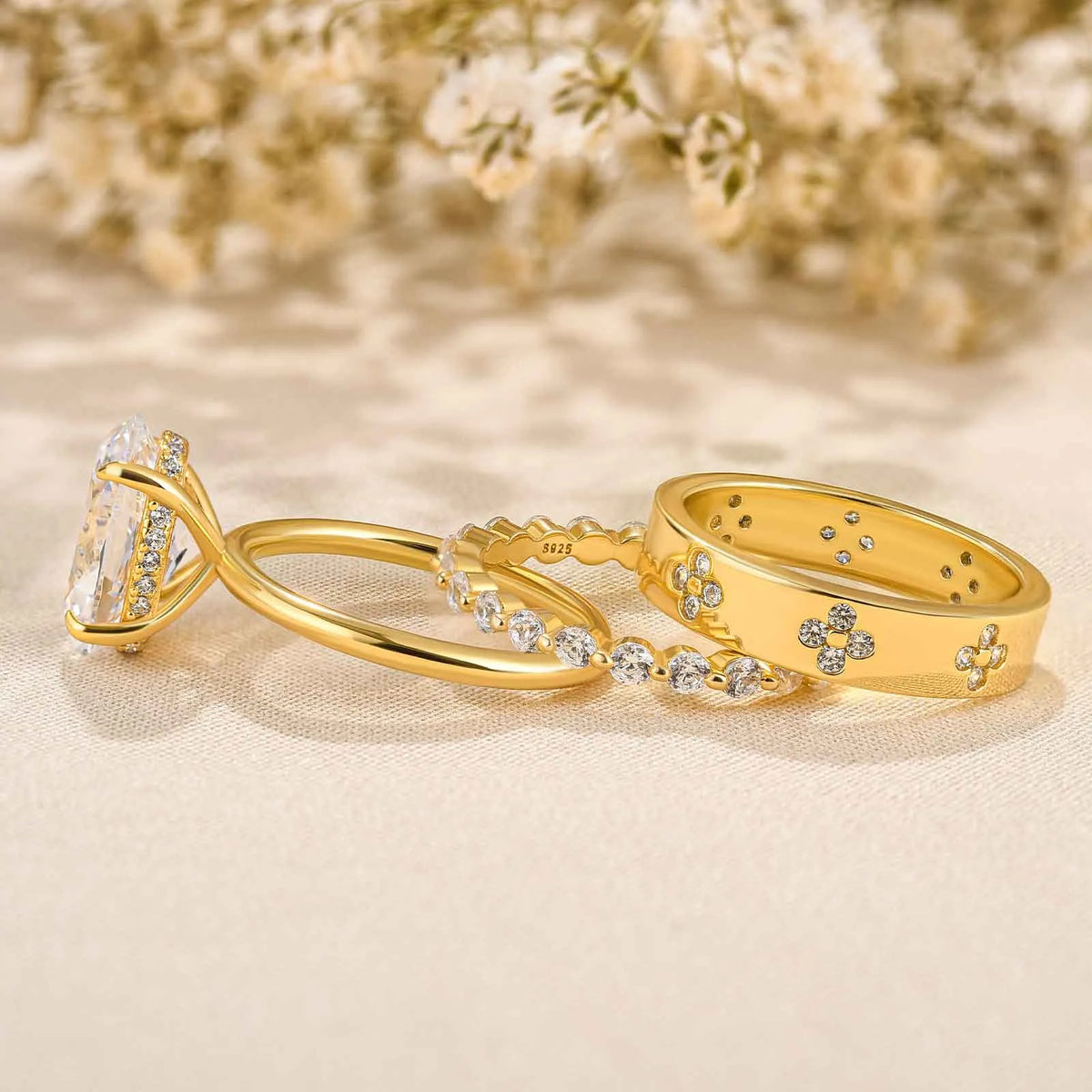 Solarii Noble Oval Cut 3PC Ring Set For Women