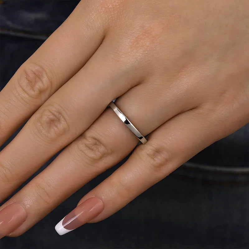 Muted 925 Sterling Silver Round Cut Wedding Ring