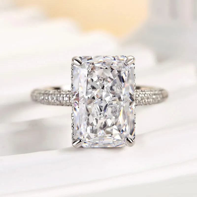 Sparkling 5.0ct Radiant Cut 925 Sterling Silver Engagement Ring