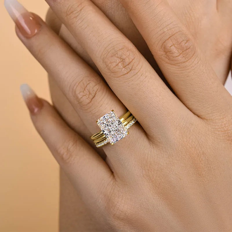 Sublime Radiant Cut 5.0 ct 3PC Ring 925 Sterling Silver Wedding Ring Set