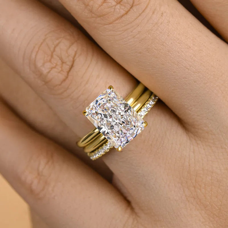 Sublime Radiant Cut 5.0 ct 3PC Ring 925 Sterling Silver Wedding Ring Set
