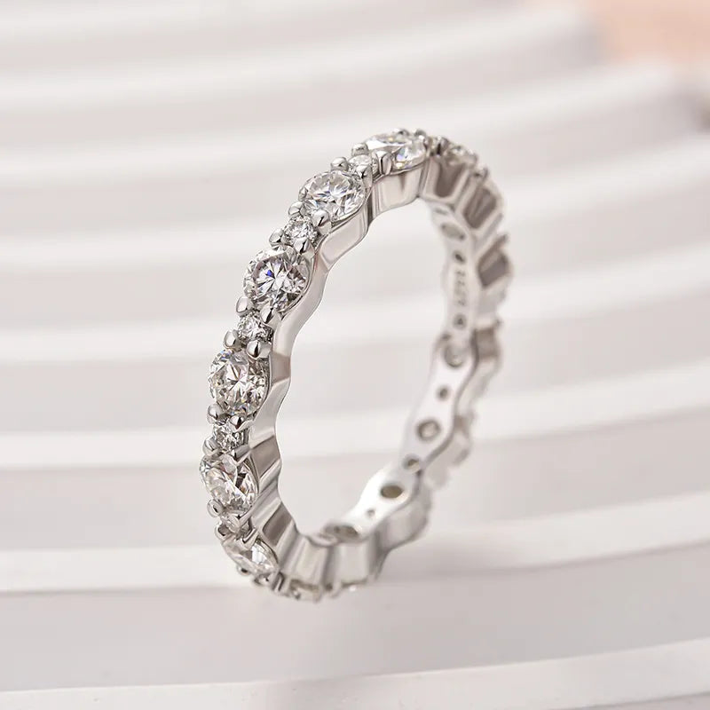 Exquisite 925 Sterling Silver Round Cut Wedding Ring