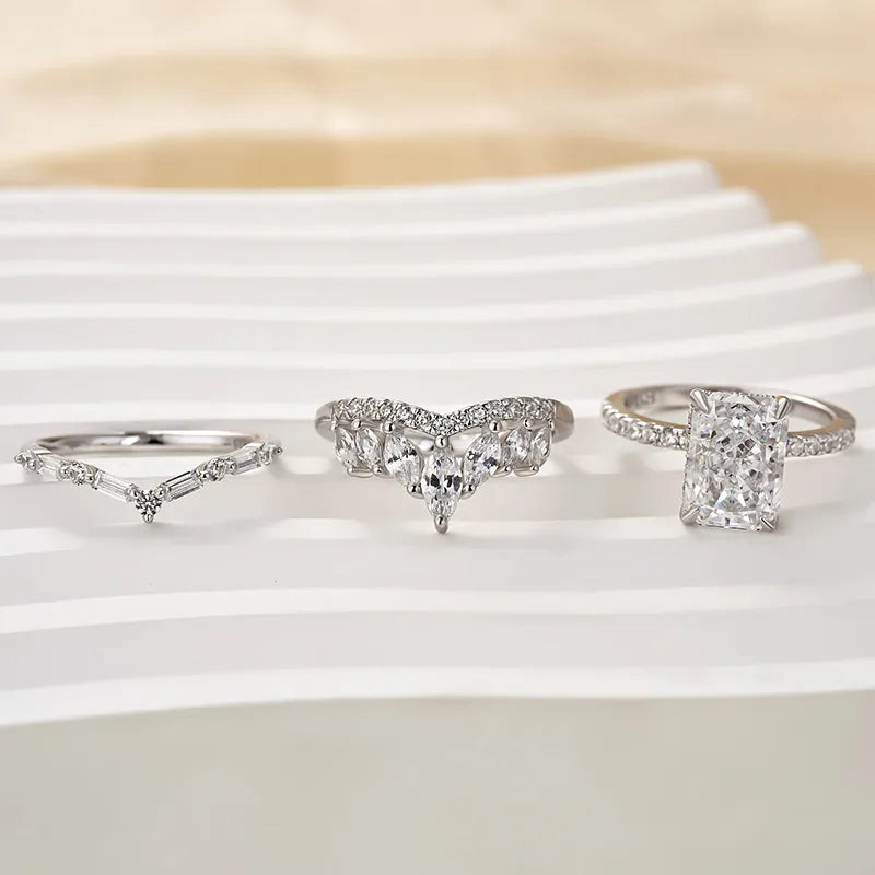 Sophisticated Radiant Cut 3.5ct 3PC Ring 925 Sterling Silver Wedding Ring Set
