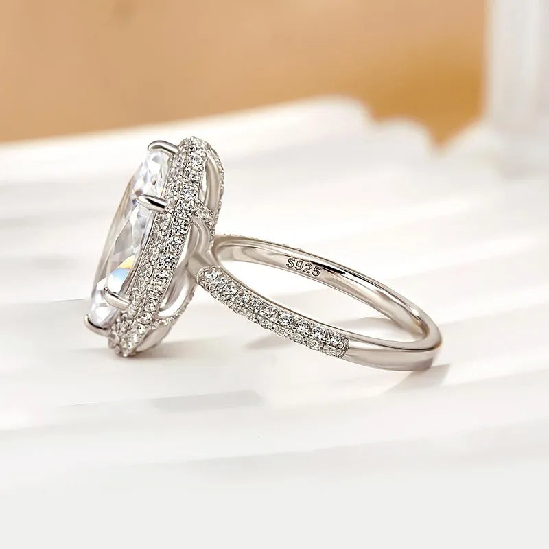 Luxurious Halo Marquise Cut 3.0ct Engagement Ring In Sterling Silver
