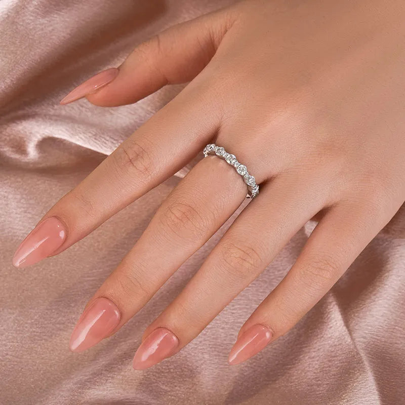 Exquisite 925 Sterling Silver Round Cut Wedding Ring