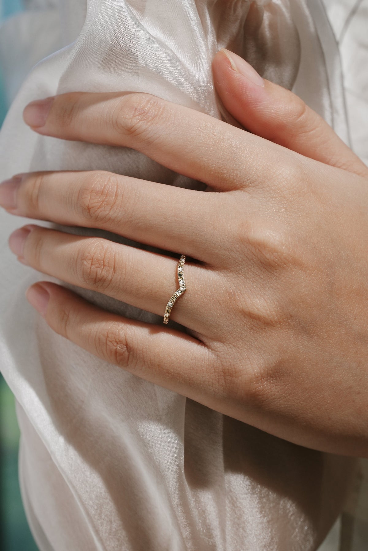 Golden Moonlight Moissanite Stacking Band - Luna