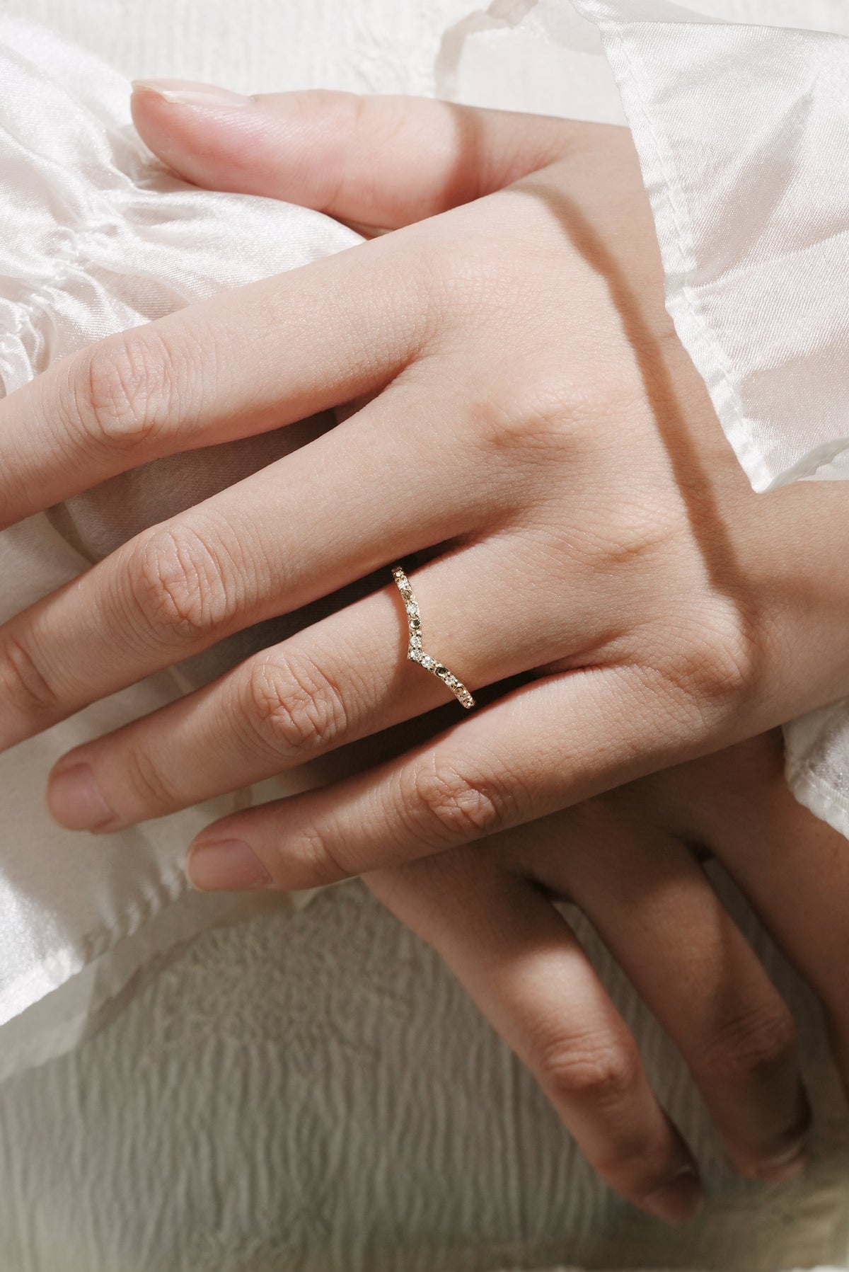 Golden Moonlight Moissanite Stacking Band - Luna