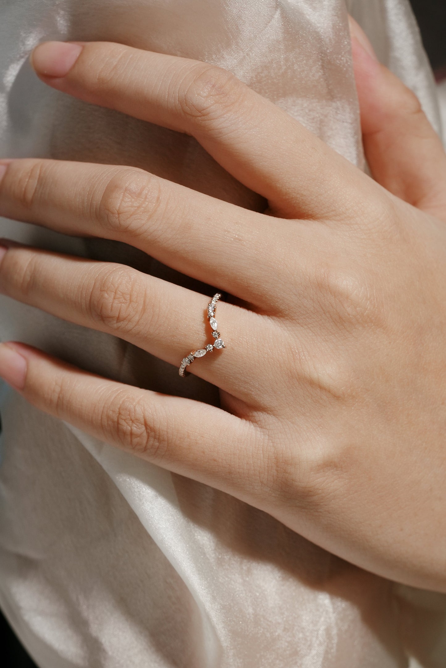 Stacking Moissanite Wedding Band - Elara