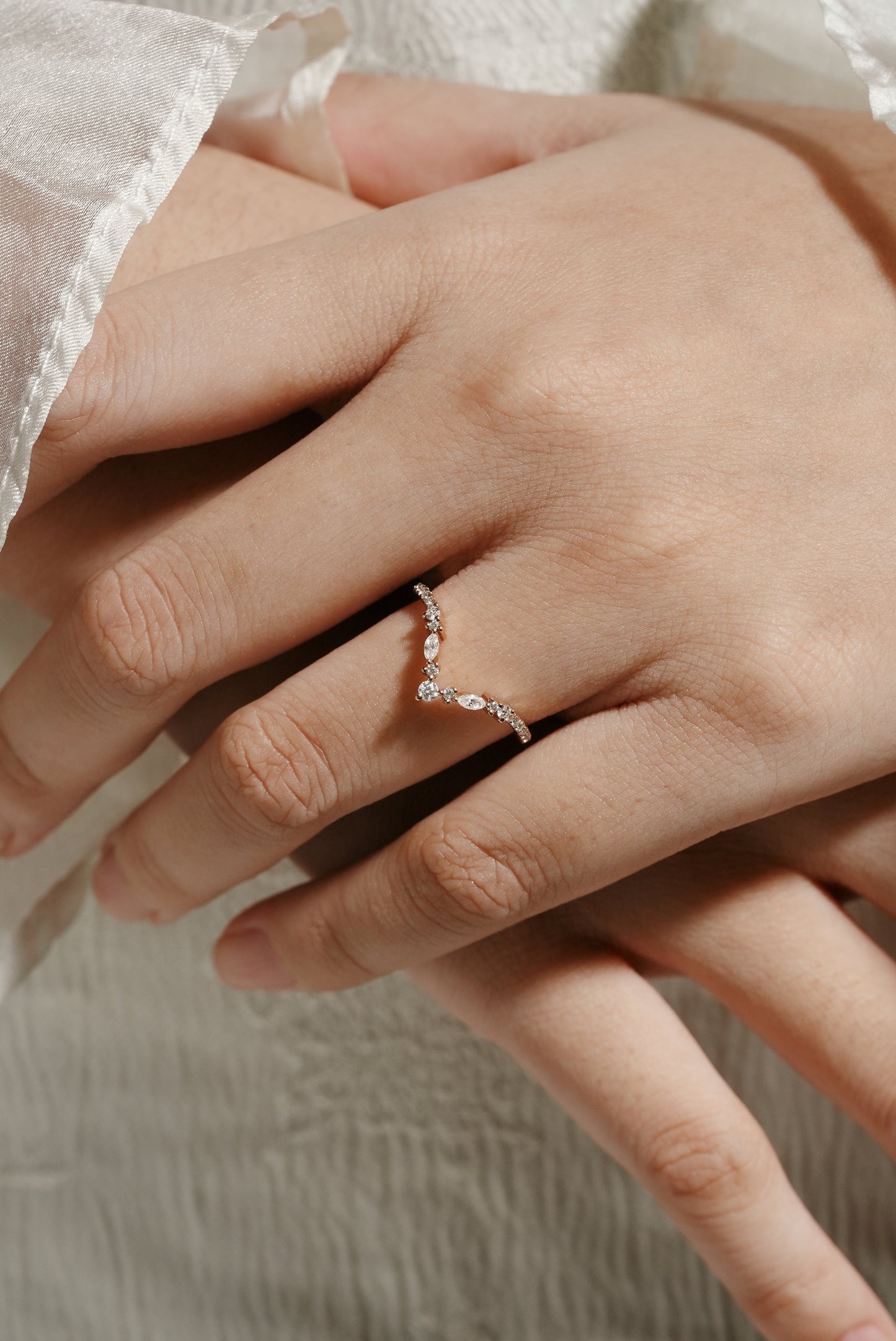 Stacking Moissanite Wedding Band - Elara