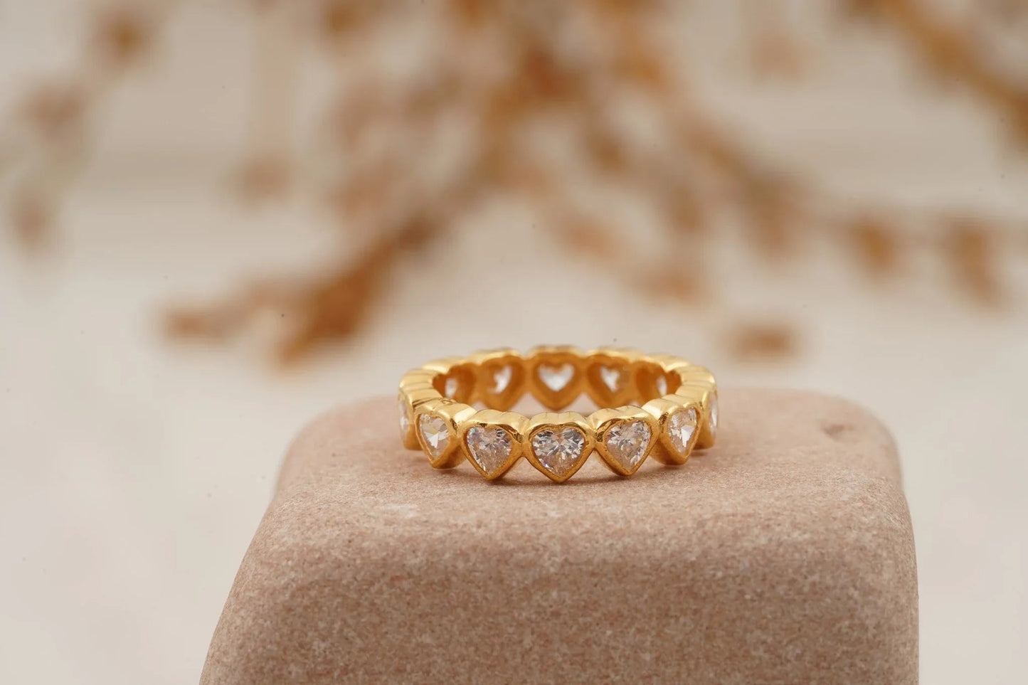 Heart Shaped Moissanite Bezel Set Stacking Wedding Band