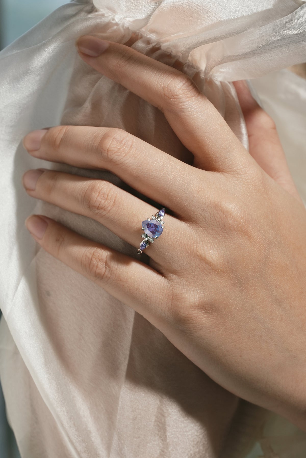 Classic Pear Cut Alexandrite Engagement Ring