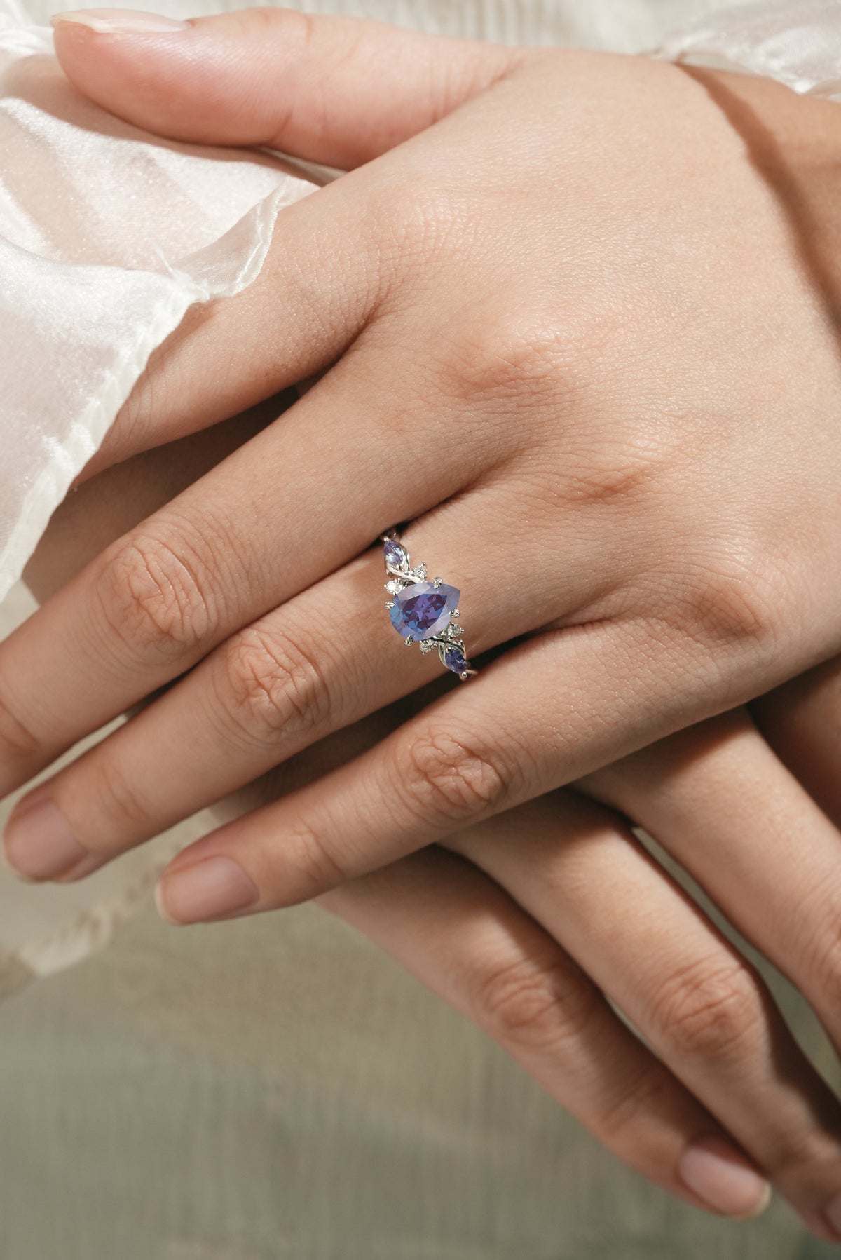 Classic Pear Cut Alexandrite Engagement Ring