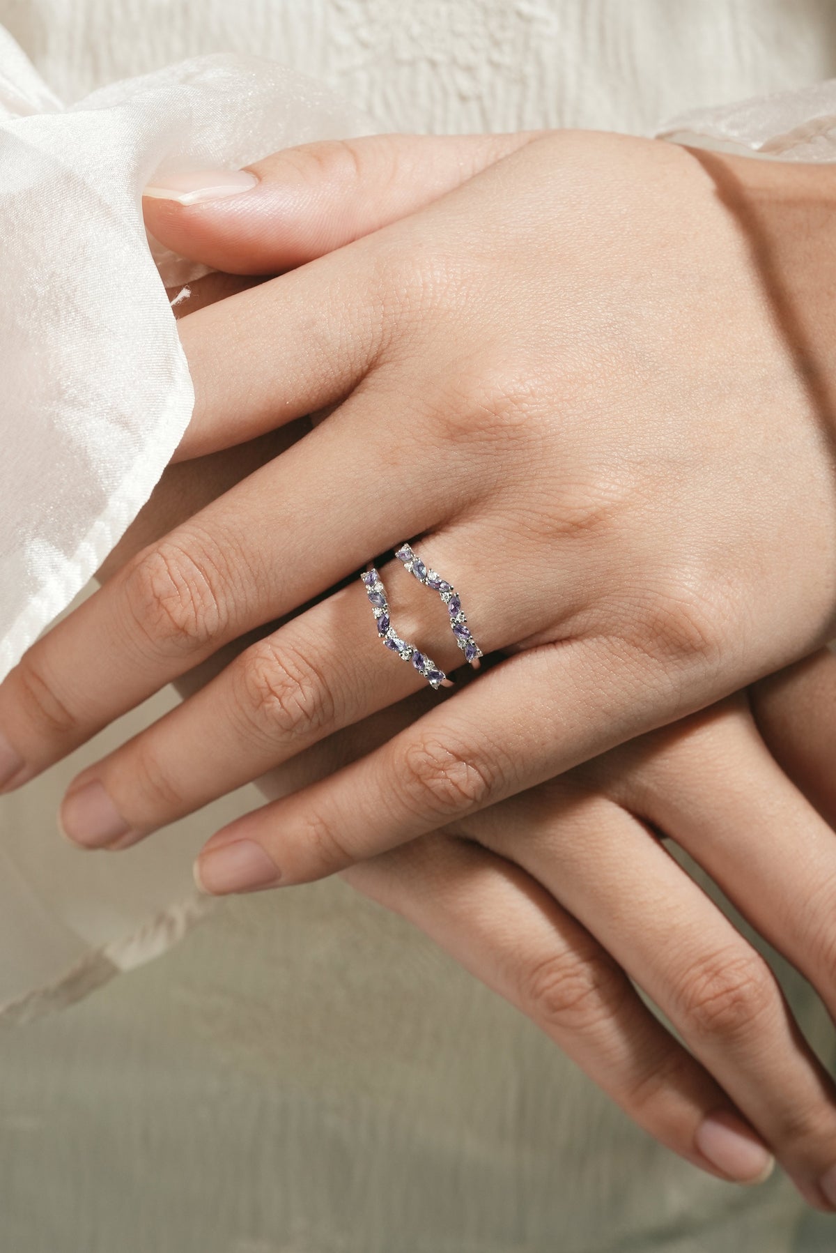 Alexandrite Enhancer Wedding Band