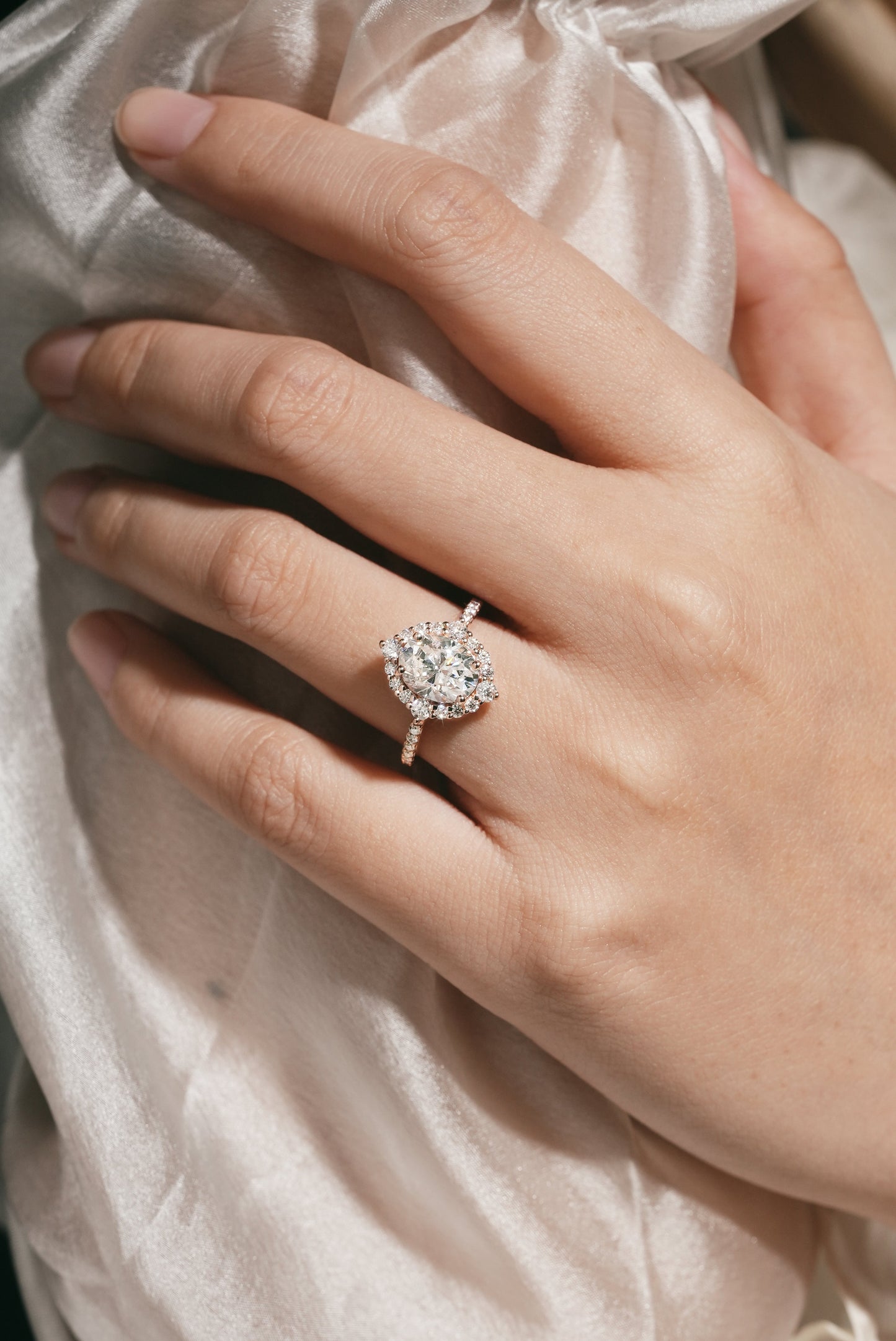 Classic Oval Cut Moissanite Halo Engagement Ring