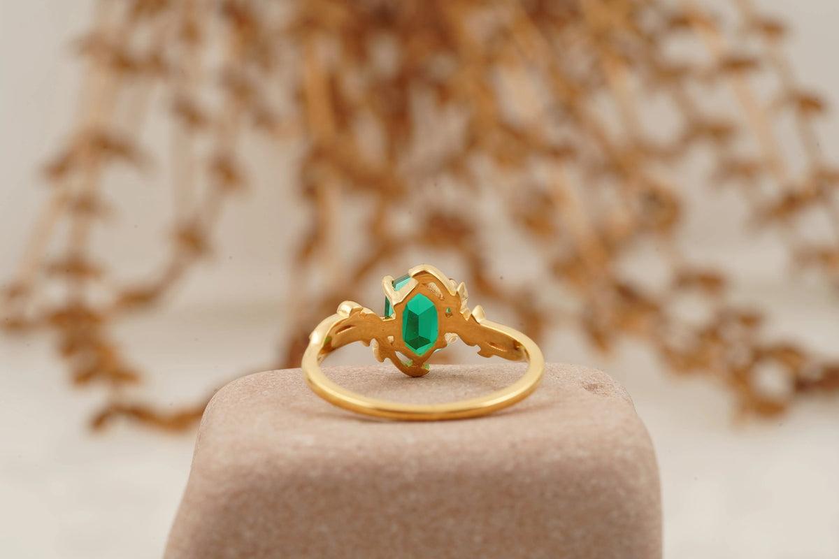 Emerald Hexagon Engagement Ring