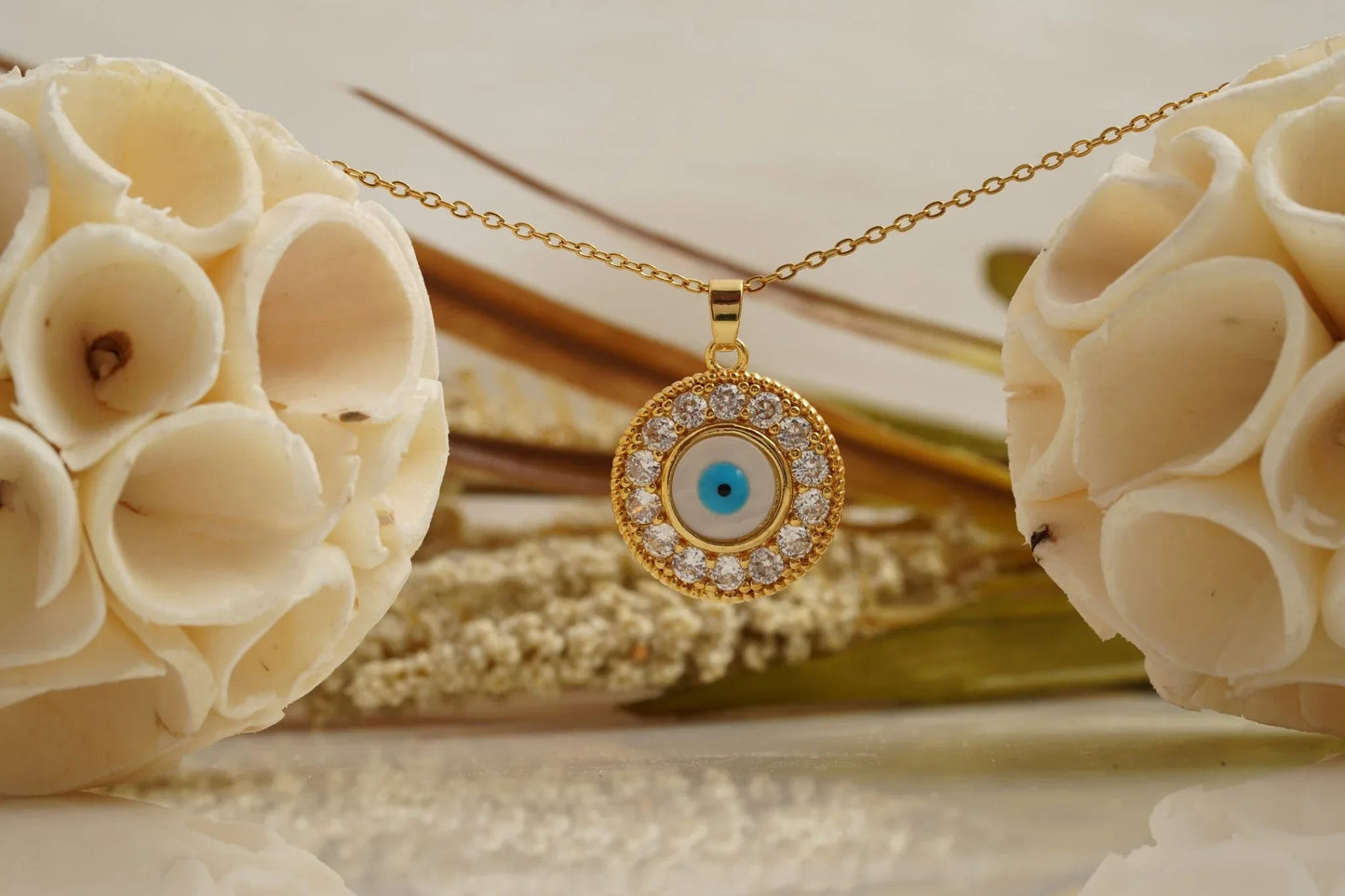 Evil Eye Pendant Necklace With Diamond With Gold Chain For Women