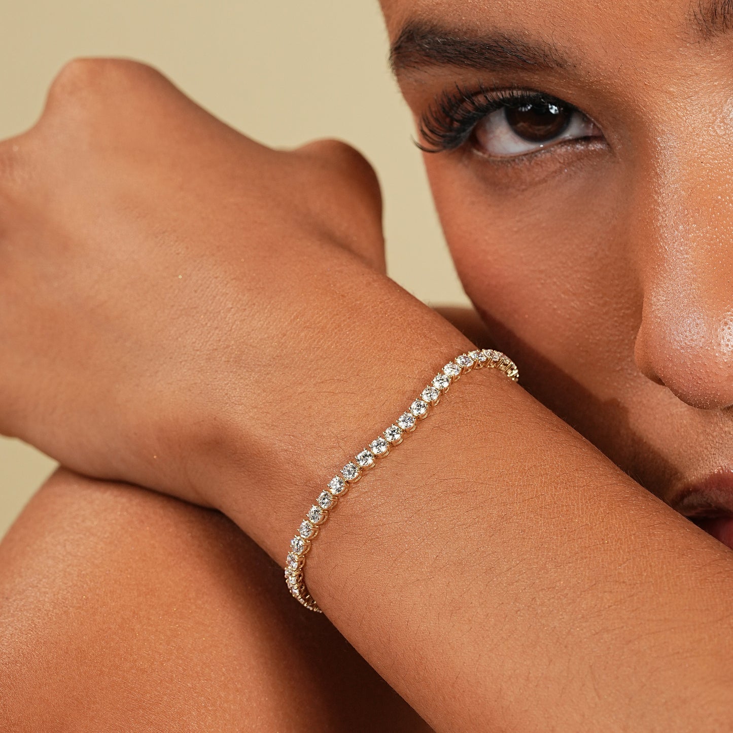 5 Carat Round Cut Tennis Bracelet for Women in 14K Yellow Gold