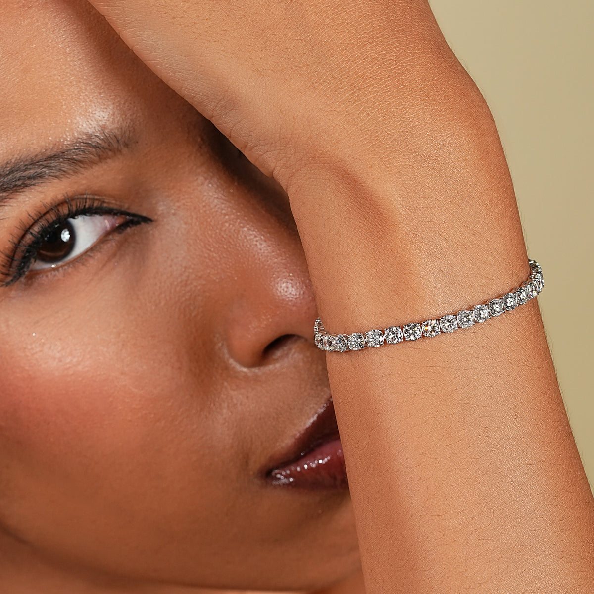 10 Carat Round Lab Diamond Tennis Bracelet in 14K White Gold