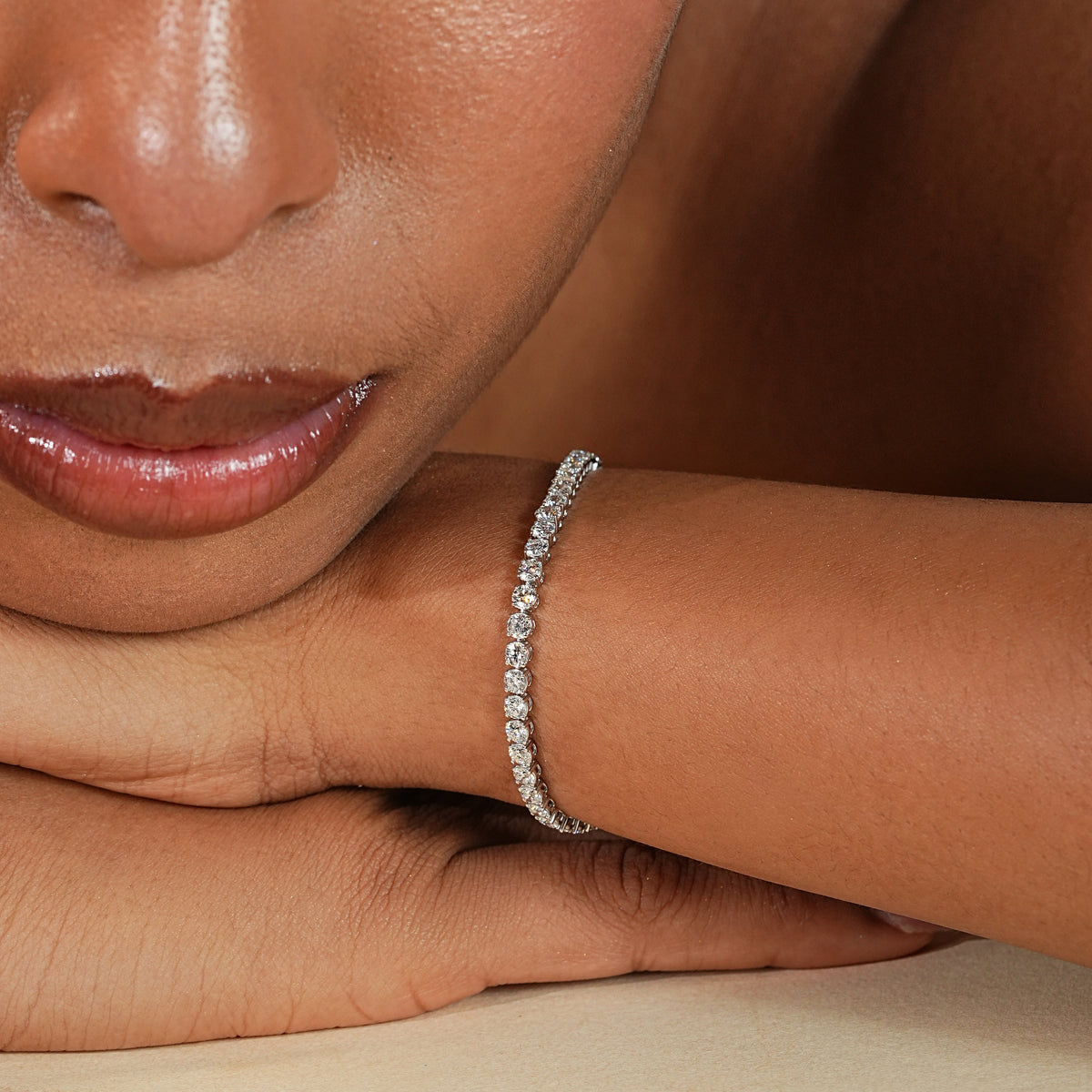 5 ctw Round Cut Lab Grown Tennis Bracelet in 14K White Gold