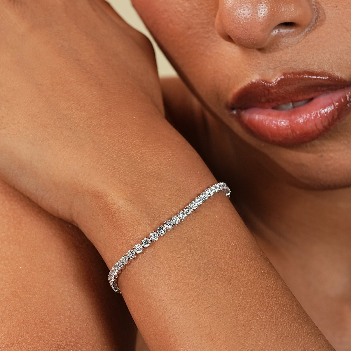 5 ctw Round Cut Lab Grown Tennis Bracelet in 14K White Gold