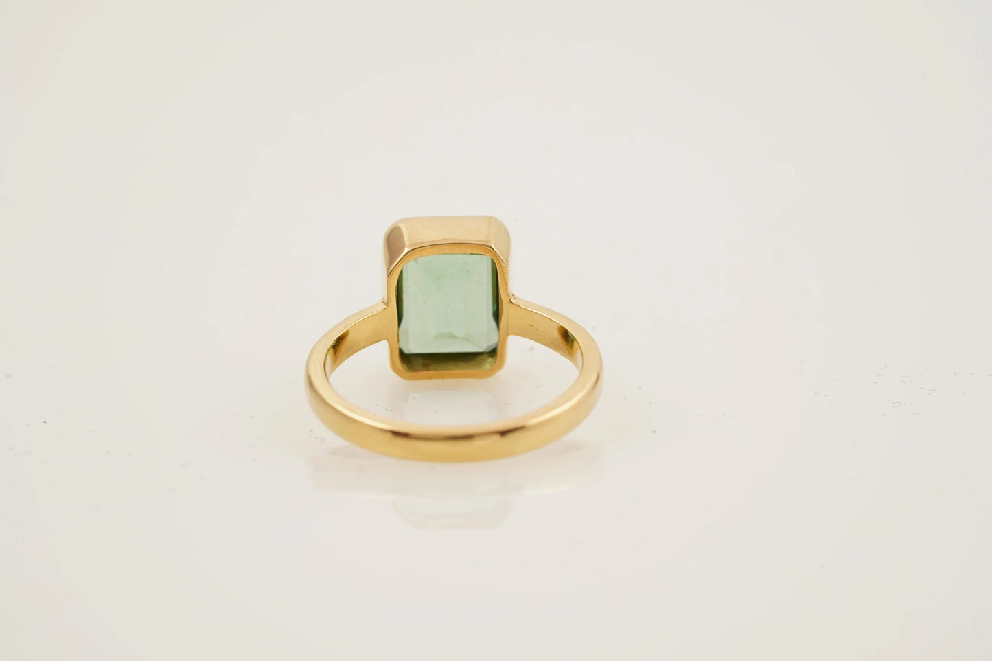 Peridot Ring Emerald Cut Solid Gold Ring For Women