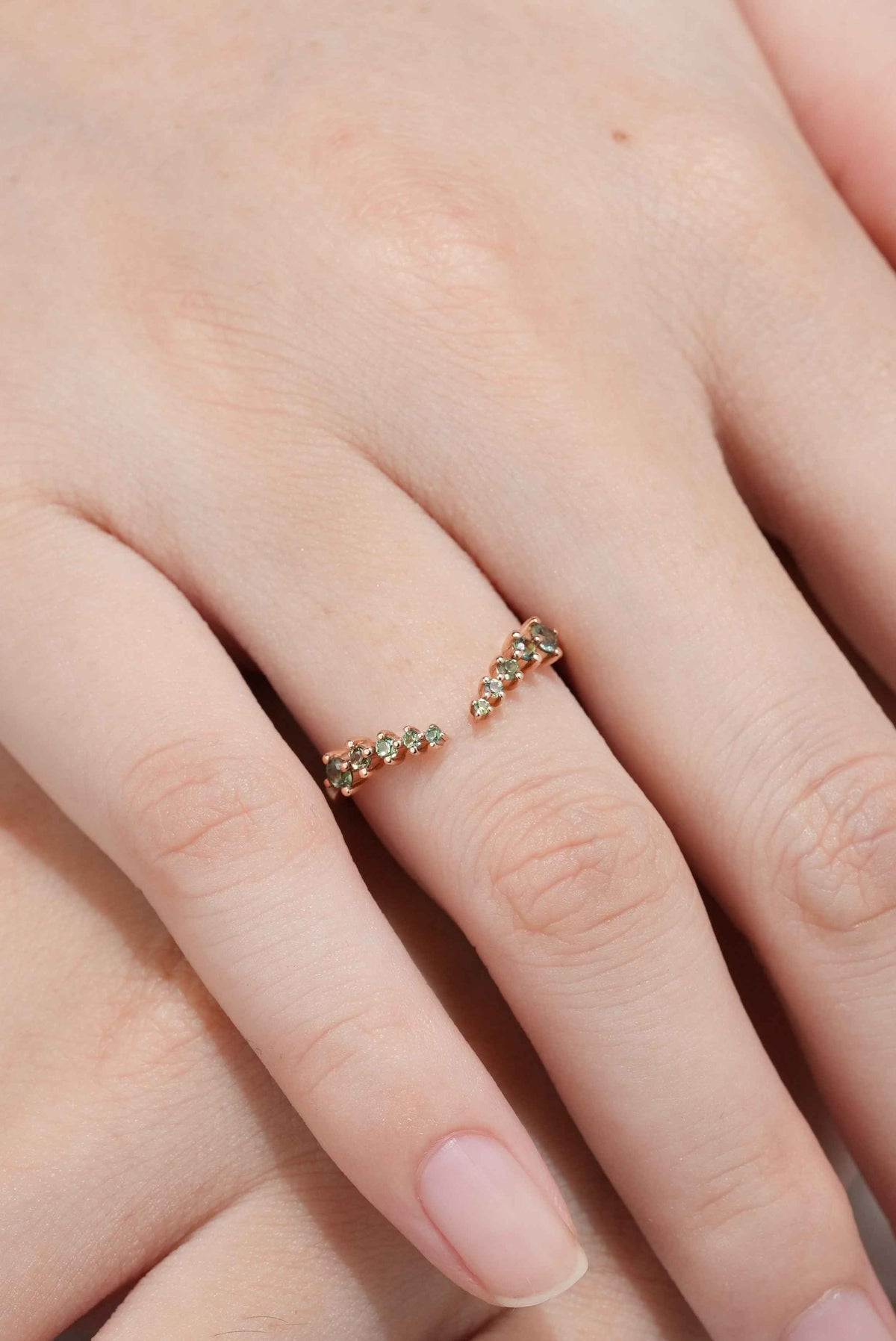 Custom Order For Natural Green Sapphire Ring Open Wedding Band