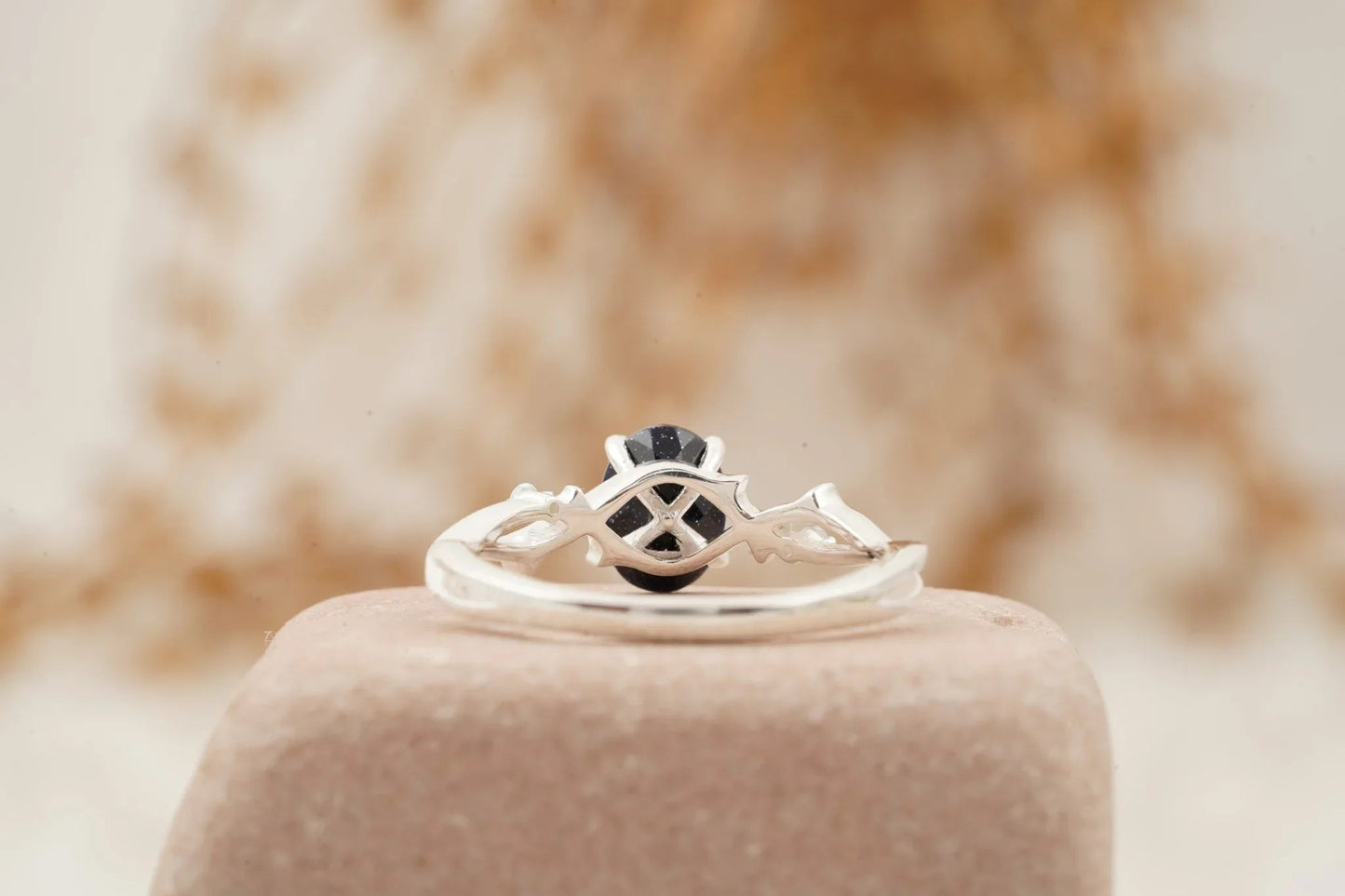 Oval Galaxy Sandstone Twig Engagement Ring