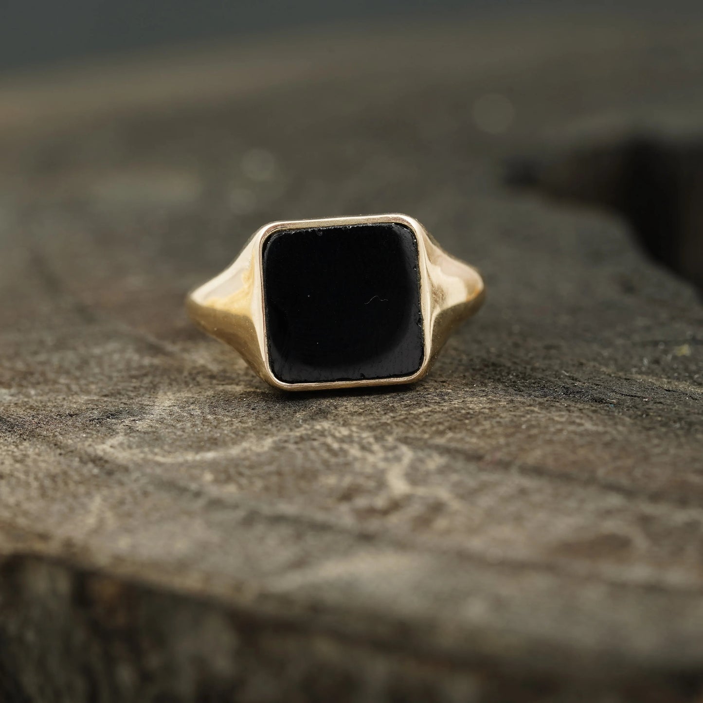 Perfect Men's Black Onyx Signet Rings 14k Solid Gold