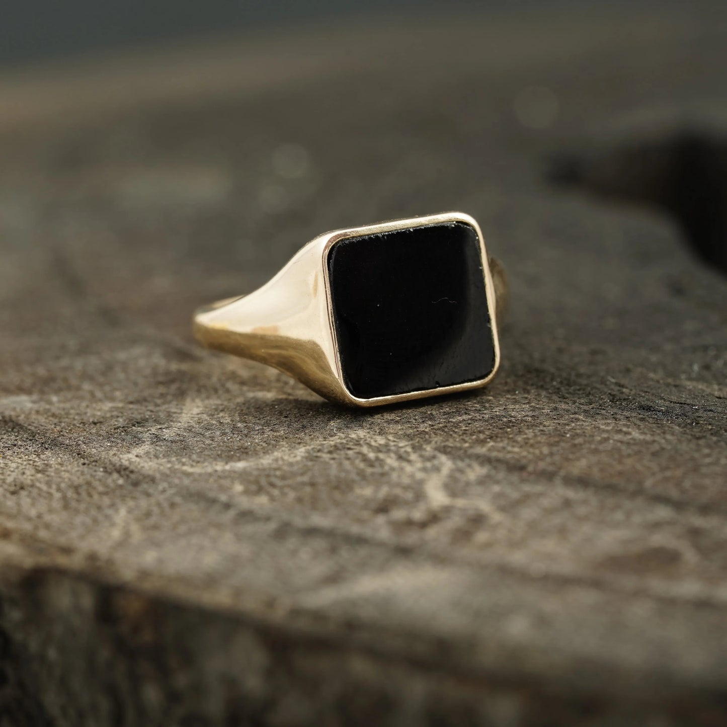 Perfect Men's Black Onyx Signet Rings 14k Solid Gold