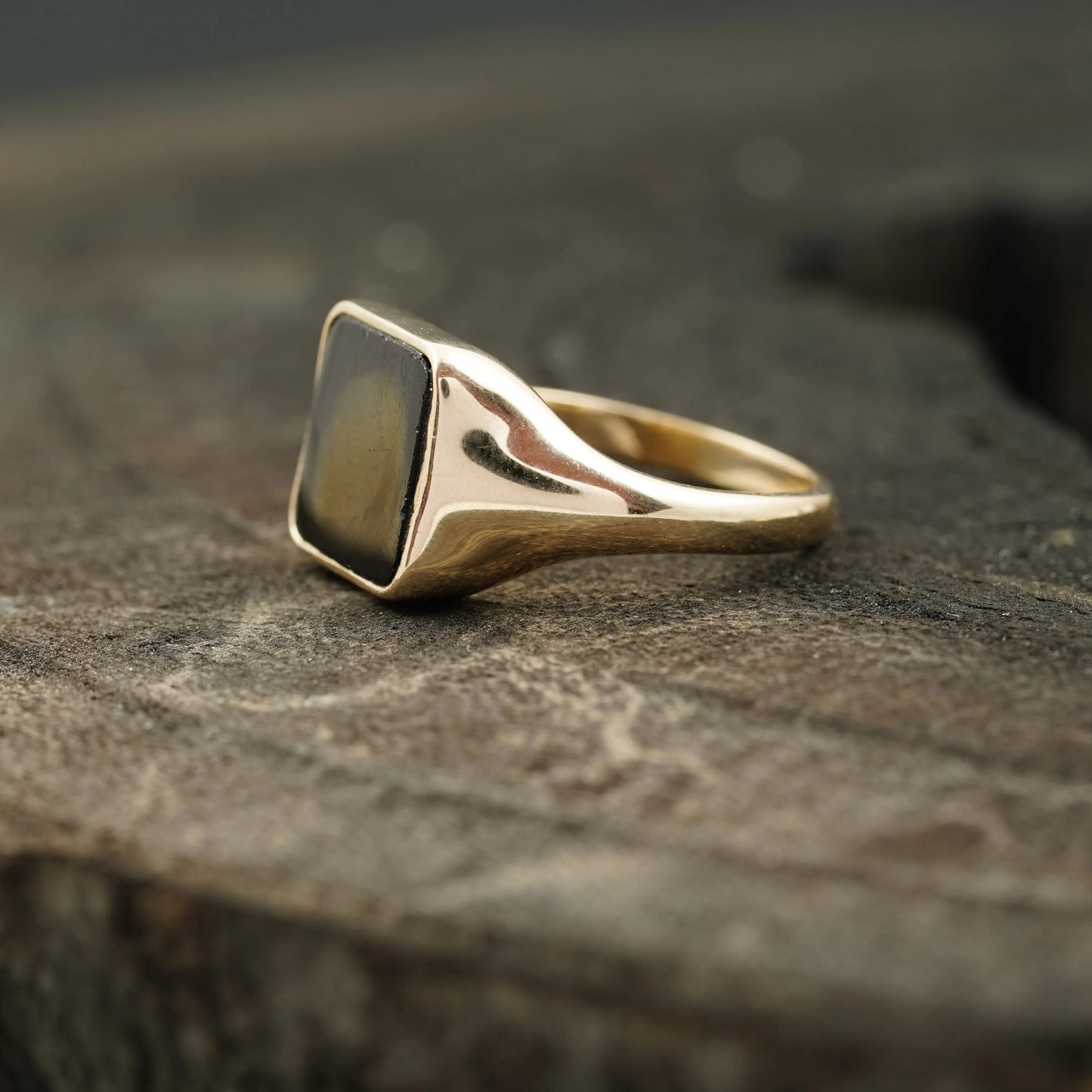 Perfect Men's Black Onyx Signet Rings 14k Solid Gold