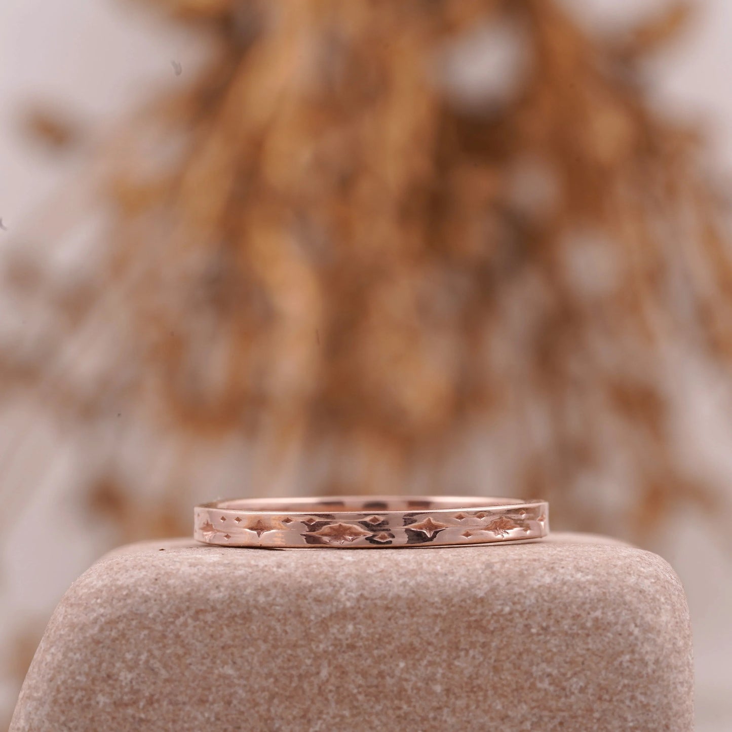 Celestial Star Engraved Wedding Ring