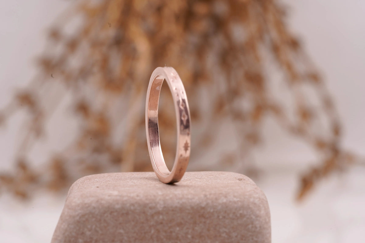 Celestial Star Engraved Wedding Ring