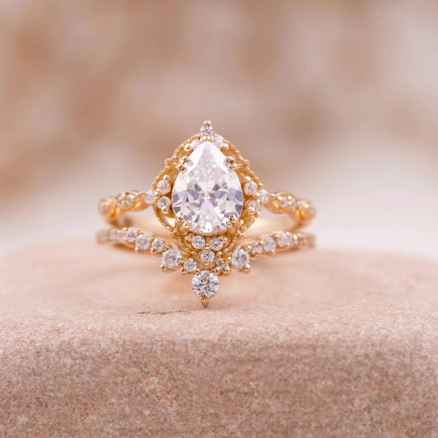 Pear Moissanite Bridal Engagement Ring