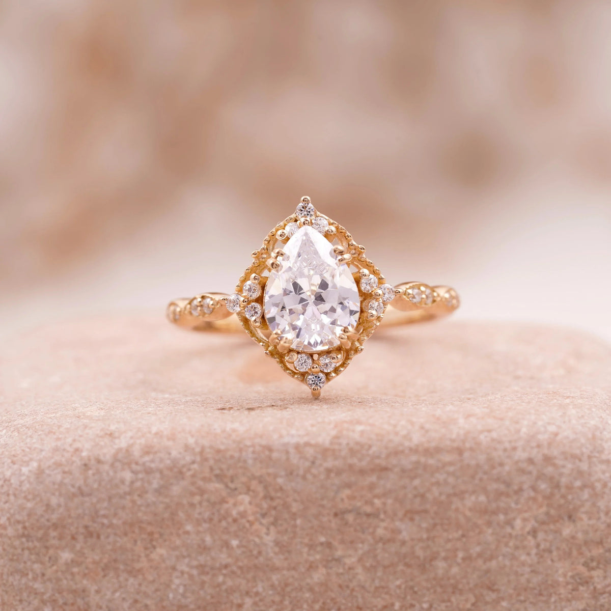 Pear Moissanite Bridal Engagement Ring