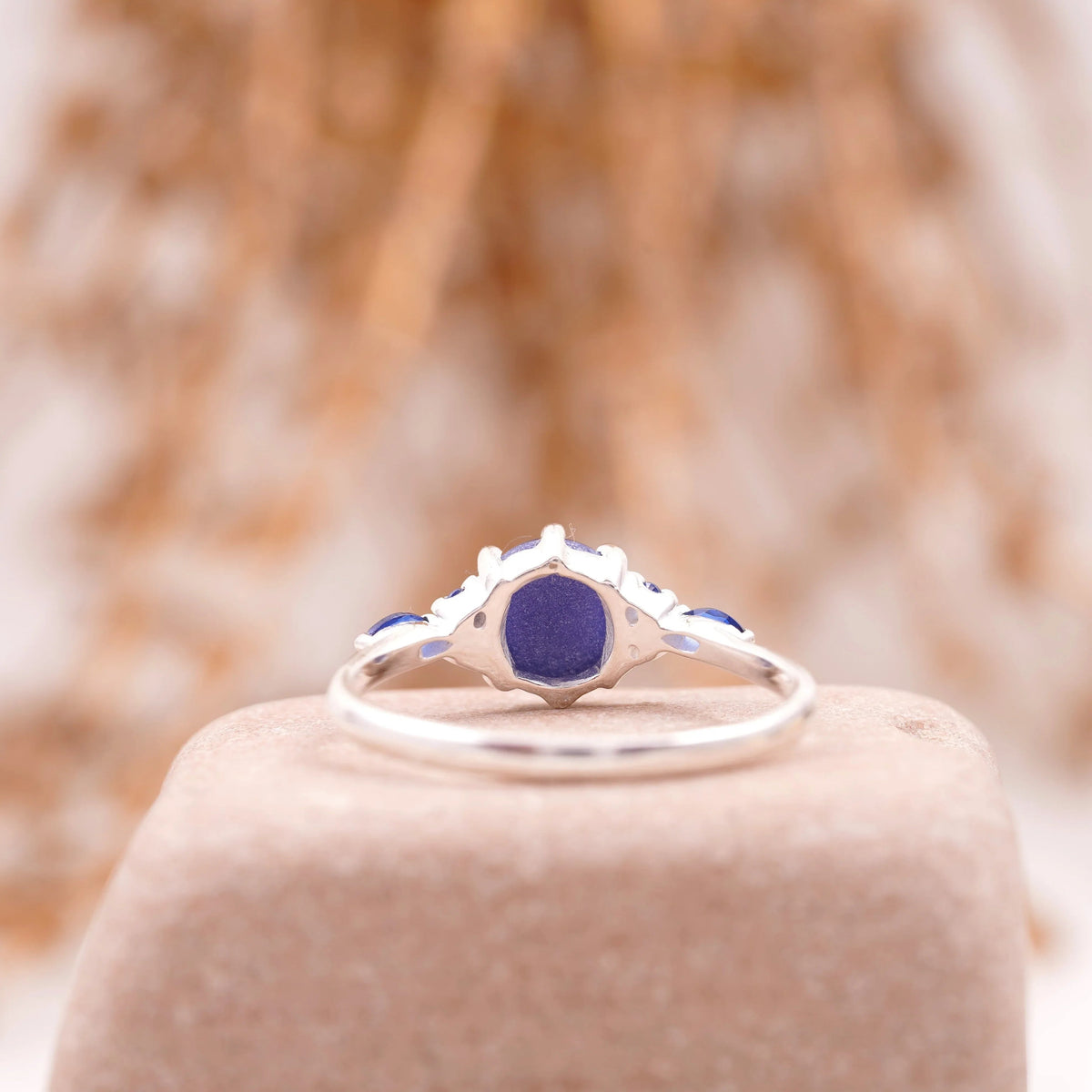 Vintage Blue Star Sapphire Silver Engagement Ring