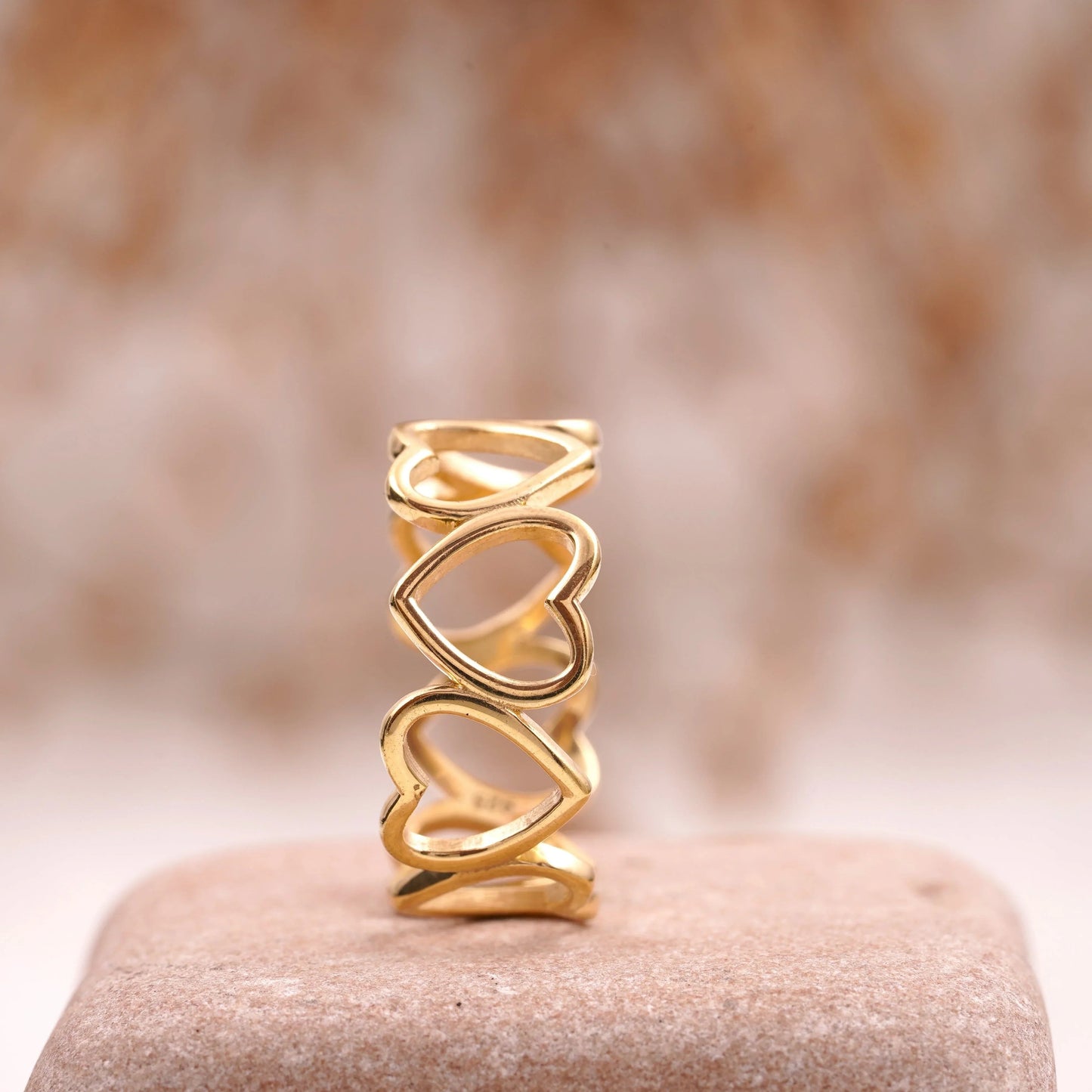 Heart Shaped Solid Gold Stacking Wedding Band