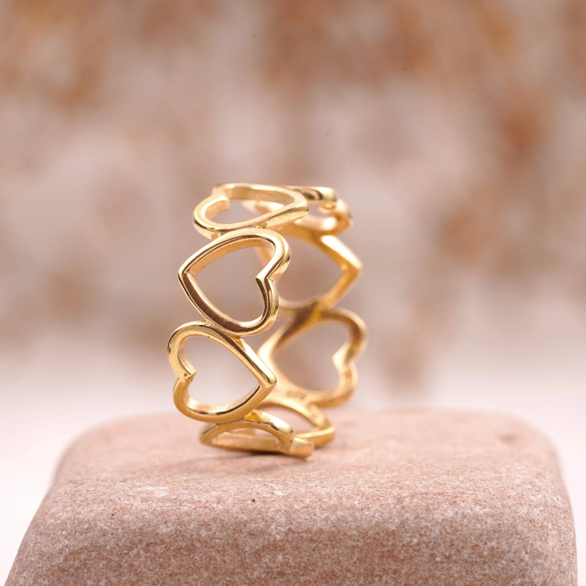 Heart Shaped Solid Gold Stacking Wedding Band