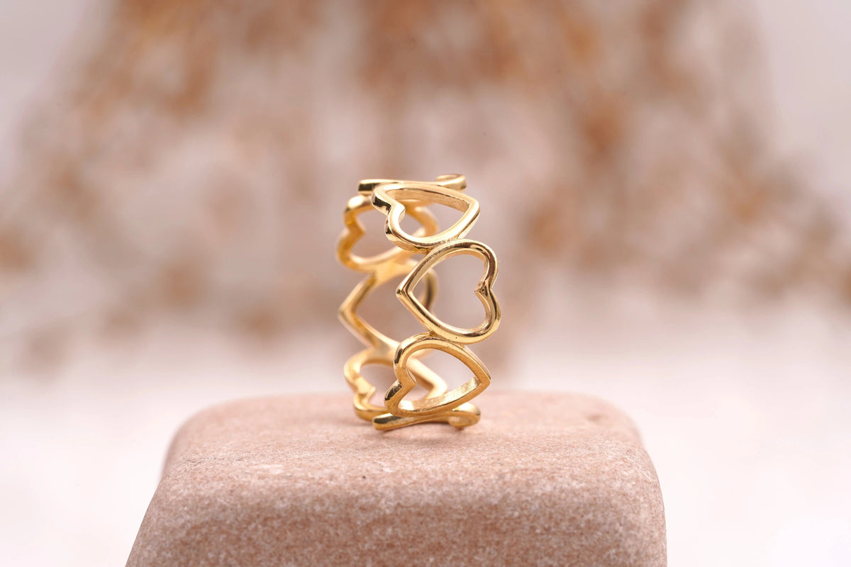 Heart Shaped Solid Gold Stacking Wedding Band